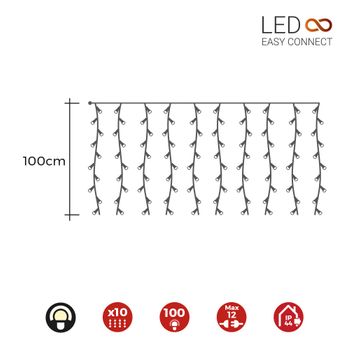 Cortina Led Easy-connect Blanco Cálido 1m Alto 10 Tiras