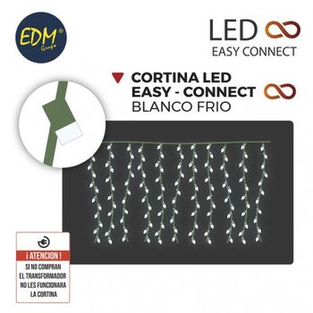 Cortina Easy-connect 2x2mts 10 Tiras 200 Leds Blanco Frio 30v 200w (interior-exterior)