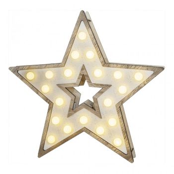 Estrella Madera 20leds 25,5x27,2cm 3xaa