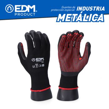 Guante Industria Metalúrgica Nylon/lycra Recubierto De Nitrilo Talla 8 Edm