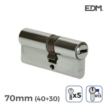 Bombin Niquel 70mm (40+30mm) Leva Corta R13 Con 5 Llaves Seguridad Incluidas Edm - Neoferr..