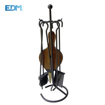 Kit De Chimenea Deluxe Negro 5 Piezas Alto 68cm Edm