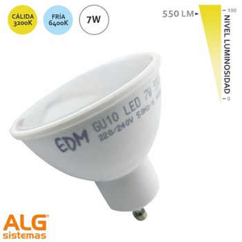 Bombilla Led Gu10 7w Edm 550 Lm Calida 3200k