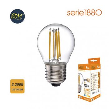 Bombilla Led Filamento Esferica 4w 400 Lumens E27 3.200k Luz Calida Serie 1880 Edm