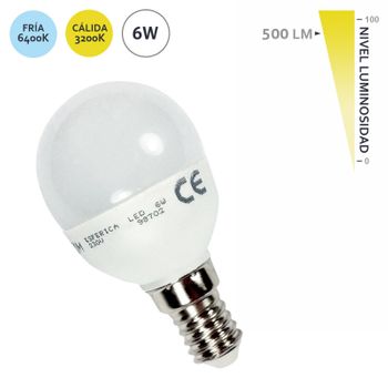 Bombilla Esférica 6w Led Edm E14 Fria 6400k