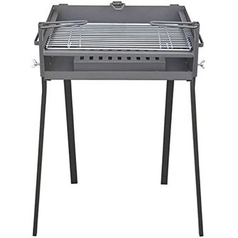 Soporte barbacoa con parrilla INOX con recogegrasas Flores Cortés -  500x410x400mm