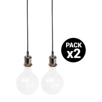 Pack 2x Pendel Metal 1xe27 Cromo Oscuro