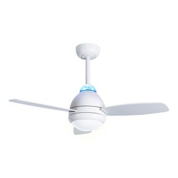 Ventilador De Techo Motor Dc  92cm Led 24w 3cct Dim Blanco Con Proyector De Luz