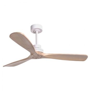 Ventilador De Techo Exterior Sulion Nati Blanco Dc Ip44 Madera Clara