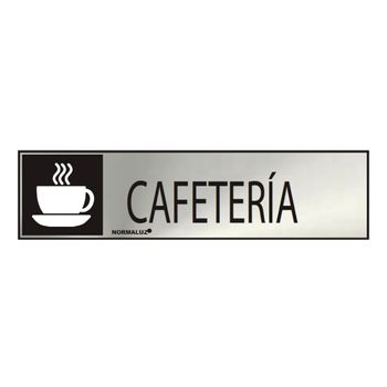 Cartel Informativo ''cafeteria'' (inox Adhesivo 08mm) 5x20cm - Neoferr..