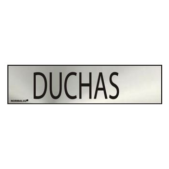 Cartel Informativo ''duchas'' (inox Adhesivo 0.8mm) 5x20cm - Neoferr..