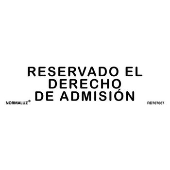 Se¾al Reservado Derecho Admision Adhes Inox 5x20cm