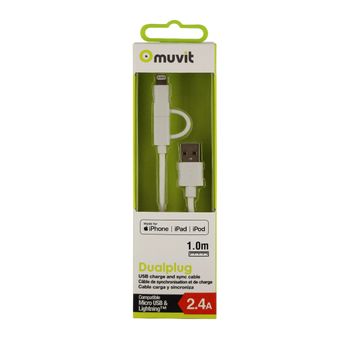 Muvit Cable Usb-microusb/lightning Mfi 2.4a 1m Blanco