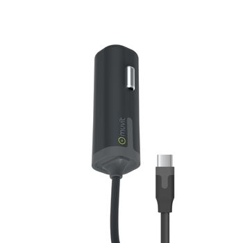 Cargador Mechero Coche con cable rizado micro usb de 1A para móvil