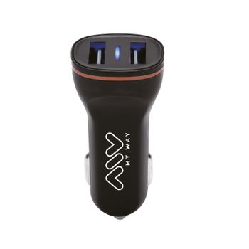 Myway Cargador Coche 2 Usb 3.1a Negro