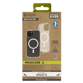 Muvit For Change Funda Recycletek Magsafe Compatible Con Apple Iphone 15 Transparente