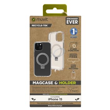 Muvit For Change Funda Recycletek Magsafe Con Soporte Compatible Con Apple Iphone 15 Transparente