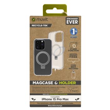 Muvit For Change Funda Recycletek Magsafe Con Soporte Compatible Con Apple Iphone 15 Pro Max Transparente