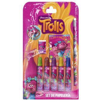 Set Papeleria Trolls True Colors 9pzs