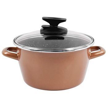 Olla Magefesa Copper 24 Con Tapa Vidrio, Cobre Y Apta Inducción.