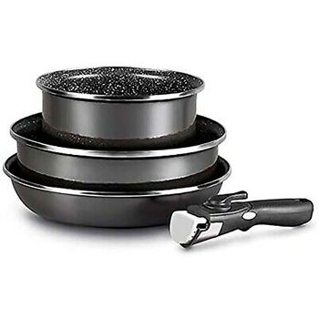 Batería Cocina Inducción 3 Piezas Aluminio Fundido Antiadherente Ilag Sin  Pfoa Set Cazuelas Sartén Negro Smile Wood con Ofertas en Carrefour