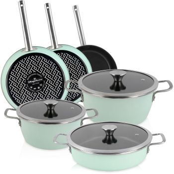 Batería Cocina Inducción 17 Piezas, Antiadherente Mármol Sin Pfoa,  Aluminio, Cazuelas Sartenes Oro Rosado Berlinger Haus Rose Gold con Ofertas  en Carrefour