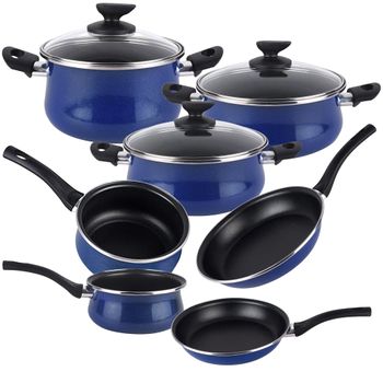 Batería De Cocina 10 Piezas Acero Vitrificado Magefesa Paula Azul