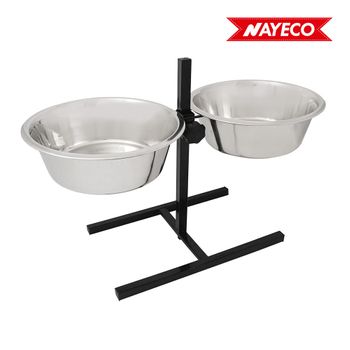 Set Bowls-comedero Regulable En Altura Acero Inox. 2x2,8l (soporte Incluido) - Neoferr..