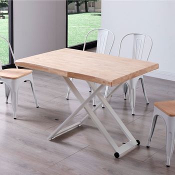 Adec Mesa De Centro Zoe Elevable Con Tapa Irregular Roble Nordish/blanco 49-76x120x80 Cm