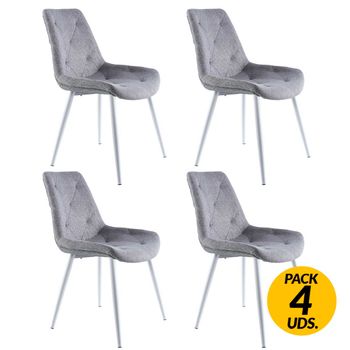 Adec Pack De 4 Sillas Marlene Tejido Tapizado Gris/blanco