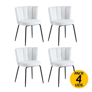 Adec Pack De 4 Sillas De Comedor Tulip Tejido Crochet Blanco Nieve