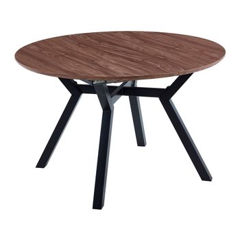 Adec Mesa De Comedor Delta Extensible Forma Circular Nogal/negro 75x120-160x120 Cm