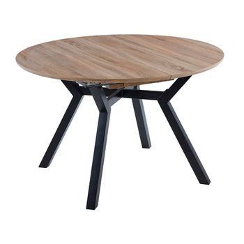 Adec Mesa De Comedor Delta Extensible Forma Circular Oak/negro 75x120-160x120 Cm