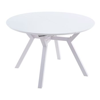 Adec Mesa De Comedor Delta Extensible Forma Circular Blanco 75x120-160x120 Cm