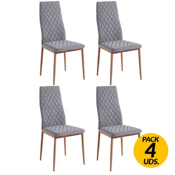 Adec Pack De 4 Sillas De Comedor Anita Diseño Rombos Gris/marrón