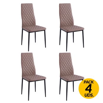 Adec Pack De 4 Sillas De Comedor Anita Diseño Rombos Marrón/negro