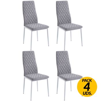 Adec Pack De 4 Sillas De Comedor Anita Diseño Rombos Gris/blanco