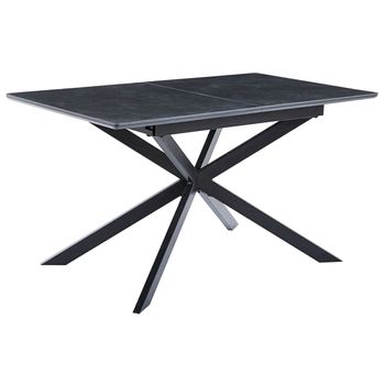 Adec Mesa De Comedor Ibiza Extensible Acabado Cerámico Negro 75x140-180x80 Cm