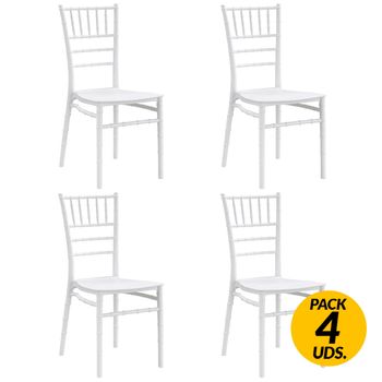 Adec Pack De 4 Sillas De Comedor Tiffany Uso Interior Y Exterior Blanco