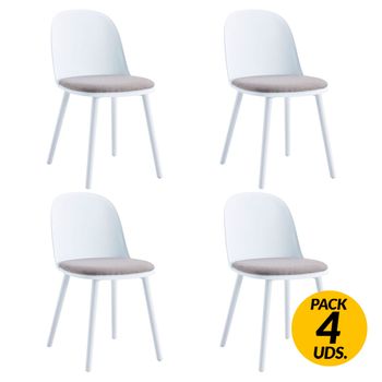 Adec Pack De 4 Sillas De Comedor Happy Blanco/gris