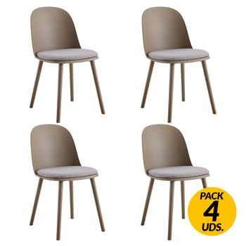 Adec Pack De 4 Sillas De Comedor Happy Marrón/gris