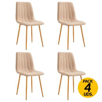 Adec Pack De 4 Sillas De Comedor Nails Tejido Tapizado Beige/oak