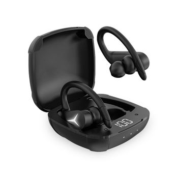 Auriculares Inalámbricos Ksix Sport Buds 2, Diseño De Gancho, Autonomía 7+25 H, Control Táctil, Llamadas, Asistentes Voz, Negro