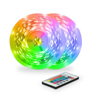 Tiras LED inteligentes para TV Ksix AmbiGlow, Sensor de color, TV 55 a 75”,  RGB, Modos Escena, App Tuya Smart, 3,5 metros
