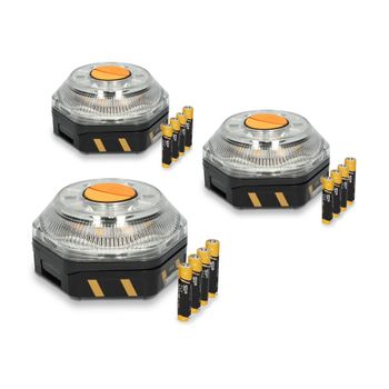 Pack De 3 Luces De Emergencia Para Coches Y Motos Ksix, Placa Magnética, Luz Amarilla Y Blanca, Homologada