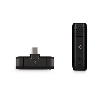 Micrófono Inalámbrico Para Móvil Ksix, Usb C, Plug And Play, Receptor Y Micrófono, Hasta 10 H De Autonomía, Negro