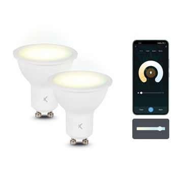 Bombillas Inteligentes Smartled Gu10 Ksix, 5,5w Equivalente 35w, Pack 2, 400 Lm, App Compatible Alexa, Google Home Y Siri, Cct