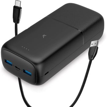 Batería externa Ksix, Ultrafina, 20.000mAh, Potencia 22.5W, cable USB-C a  USB-C