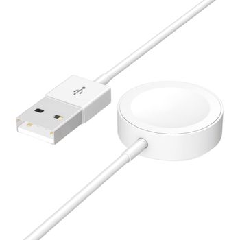 Cargador De Repuesto Para Smartwatch Ksix Oslo, Base De Carga Inalámbrica Y Magnética, Puerto Usb-a, Cable 60 Cm, Blanco