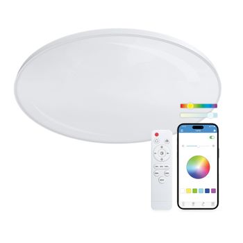 Lámpara de pie esquinera SmartLED 12W Ksix, 140cm, 450 lm, Sincroniza  música, App Compatible Alexa, Google